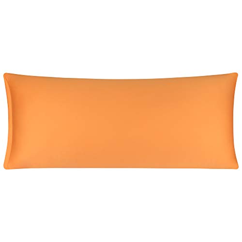 sourcing map langes Kissenbezug 100% Mako Baumwolle Satin Kopfkissenbezug Seitenschläferkissen bezug mit Reißverschluss Orange 50x120cm von sourcing map