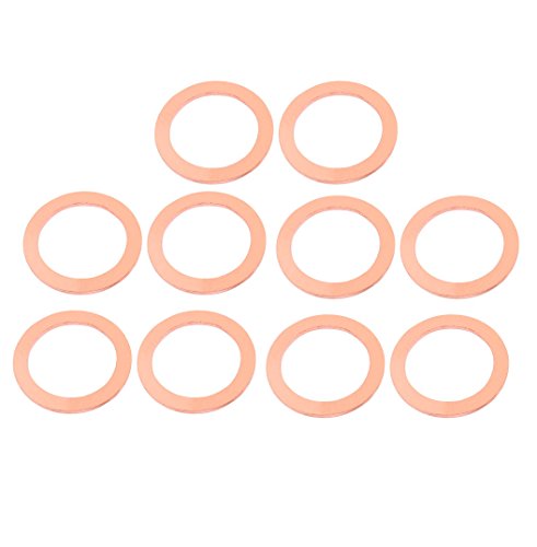 sourcing map 10 Stk 35 mm x 27 mm x 2 mm flacher Ring Kupfer Druckscheibe Dichtung Verschluss de von uxcell