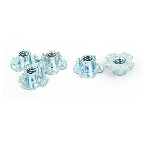 sourcing map 5Stk. 1/4 Inch Gewindedmr. 8mm Höhe 4 Zacken volle Gewinde gespaltene T-Mutter de von uxcell