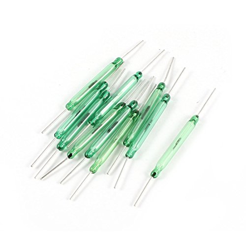 sourcing map 10 x Silber Ton Runde führt grün für Glas Röhre keine Reed-Schalter 28 mm von sourcing map