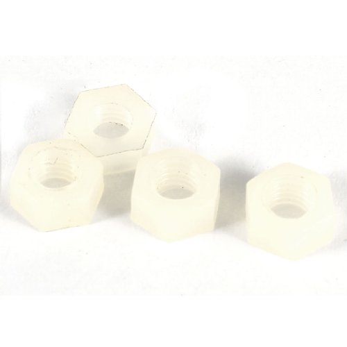 4 PCS Weiß Kunststoff 4 mm Inner Dia Sechskant Hex gurthalteband Schraube Muttern von sourcing map