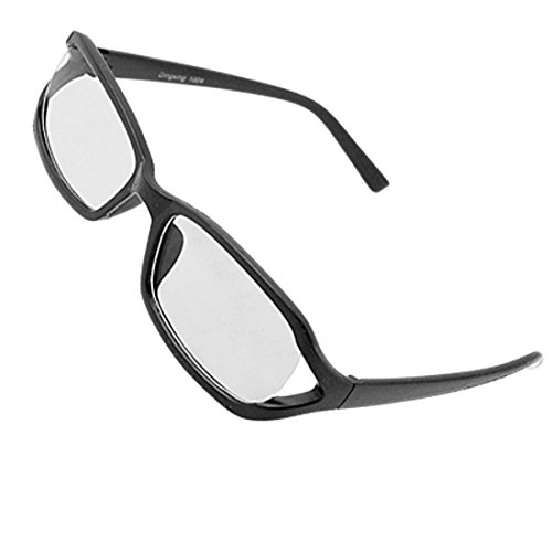 Schwarz gummierte Kunststoff Frame Unisex Clear Lens Gläser von sourcing map