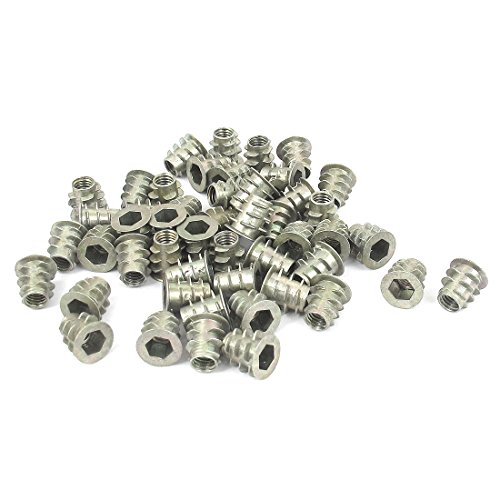 sourcing map M5x 10mm Innensechskant Schraube in Gewinde Einsatz Mutter 50PCS für Holz von uxcell