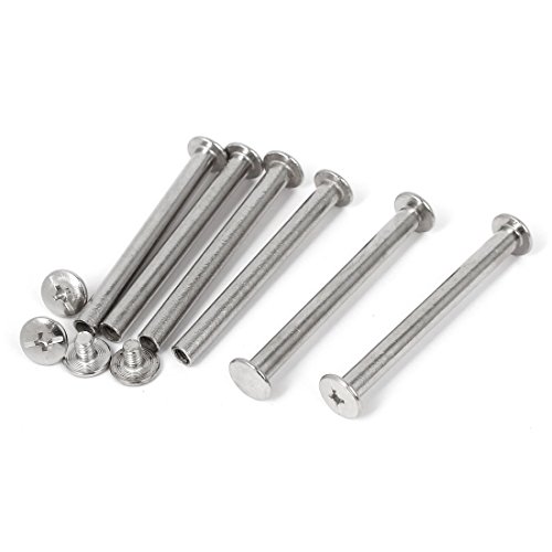sourcing map 6Stk.M5 x 50mm Metallalben Chicago Bindungsschrauben Posts Schrauben silberton von uxcell