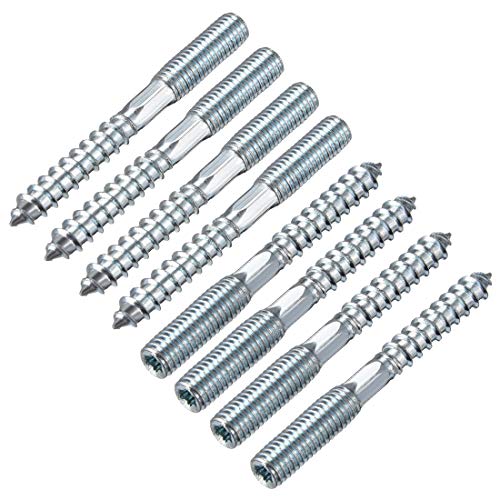 sourcing map 8 Stück M8 Aufhänger Schrauben Länge 2-3/4"(70mm) Doppelkopfschrauben Selbstschneidende Ersatz 8 mm Holzgelenk Möbelbeine von sourcing map