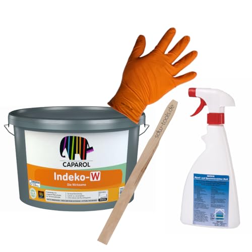 Caparol Anti-Schimmel Farbe Indeko W - weiß 2,5 Liter All in One Set inklusive Schimmelentferner, sdw-tools Rührholz und Nitrilhandschuhe von souspy