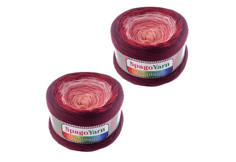 spagoyarn 2 x 250g Farbverlaufsgarn Spago Rainbow Häkelwolle, 1000 m, 01 Heiße Liebe von spagoyarn