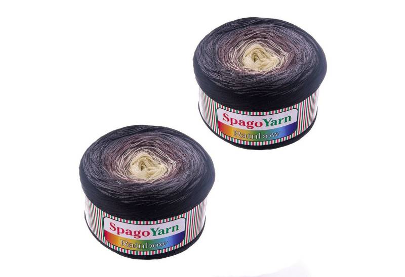 spagoyarn 2 x 250g Farbverlaufsgarn Spago Rainbow Häkelwolle, 1000 m, 02 Tanz durch die Nacht von spagoyarn