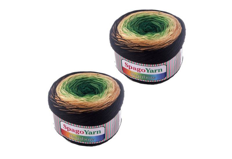 spagoyarn 2 x 250g Farbverlaufsgarn Spago Rainbow Häkelwolle, 1000 m, 06 Urwald von spagoyarn