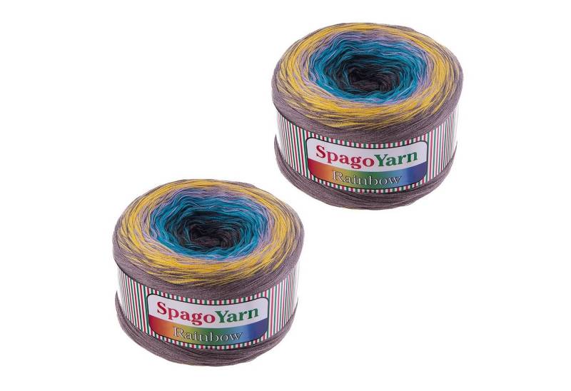 spagoyarn 2 x 250g Farbverlaufsgarn Spago Rainbow Häkelwolle, 1000 m, 10 Gebirgsfluss von spagoyarn