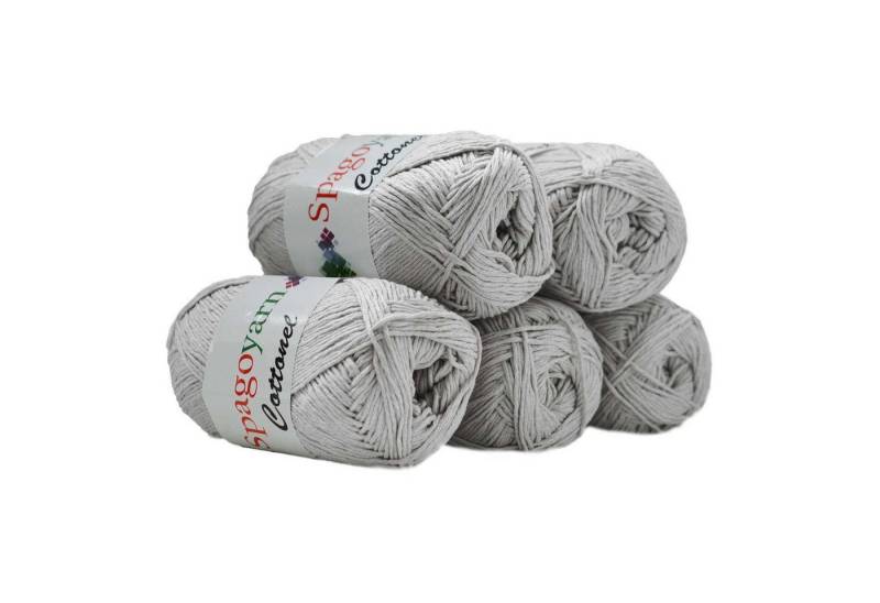 spagoyarn 500g Strickgarn Cottonel Uni Häkelwolle, 200 m, hellgrau von spagoyarn