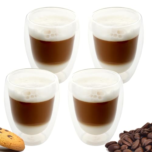 spar-home® Doppelwandige Kaffeegläser 350ml 2er Set – Latte Macchiato Gläser Espressotassen Tassen Dickwandig für Cappuchino Espresso Teegläser Thermogläser Glass Tasse (2, 350ml) von spar-home
