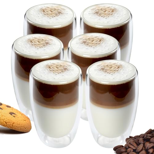 spar-home® Doppelwandige Kaffeegläser 450ml 2er Set – Latte Macchiato Gläser Espressotassen Tassen Dickwandig für Cappuchino Espresso Teegläser Thermogläser Glass Tasse (2, 450ml) von spar-home