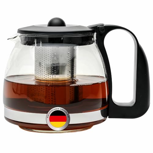 spar-home® Premium Teekanne Glas - Hitzebeständig Glaskanne mit Deckel Teekanne mit Siebeinsatz Kaffeekanne mit Edelstahl Filter Sieb Tea Maker Teekanne mit Sieb Tee Kanne Aus Glas (1250ml) von spar-home