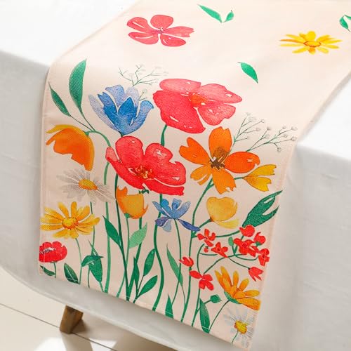 spar-home® Tischläufer Frühling – Deko Osterntischdecke Leinenoptik 33x183 cm Tischdecke als Osterndeko Dekoration Tischdeko (Rot-A4581G) von spar-home