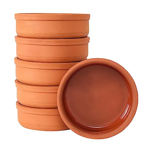 spar-home® Kleine Auflaufformen Runde Güvec Set Töpfe Mini Schmortopf Milchreis Tontöpfe Tontopf-Set Tapas Schalen aus Ton (6er-Set) von spar-home