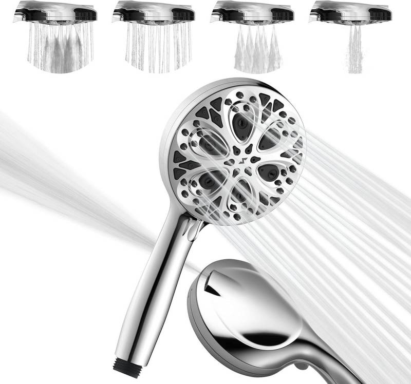 sparkpod Duschbrause 10-Strahl Hochdruck Handbrause Duschkopf, flexibel, (Premium Handbrause-Duschkopf-Set, Enthält Duschkopf, Teflonband), 10 Strahlfunktionen, werkzeuglose Installation, energiesparend von sparkpod