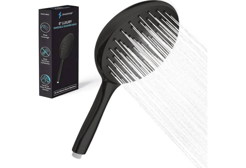 sparkpod Duschbrause Premium 6 Zoll Hochdruck Handbrause Duschkopf XXL, (Premium Handbrause-Duschkopf-Set, XXL Duschkopf Anti-Kalk Düsen), Einzigartiger 15 cm Hochdruck-Duschkopf mit 84 leicht zu reinigen von sparkpod