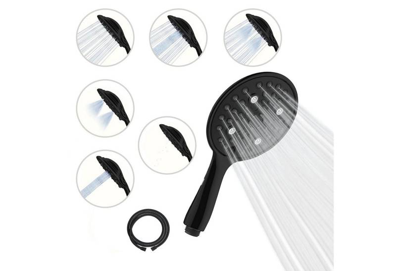 sparkpod Handbrause XXL Duschbrause Handbrause 6 Strahlarten – Duschkopf mit Schlauch 1,8m, (Hochdruck-Handbrause-Set mit extra langem Schlauch & Massagefunktion., 4-tlg., Handbrause-Set mit 6 Strahlarten, 1,8 m Schlauch), Ergonomischer 15cm Duschkopf Hochdruck-Technologie von sparkpod