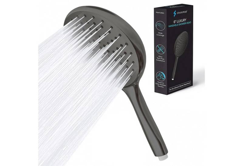 sparkpod Handbrause XXL Regendusche Hochdruck Handbrause 6 Strahlarten Bronze, (Vintage-Design mit modernster Hochdrucktechnologie für entspannende Duschen, 4-tlg., Rustikale Regendusche mit Hochdruckleistung und großem Duschkopf), Elegante Ölgeriebene Bronze-Beschichtung für rustikales Design von sparkpod
