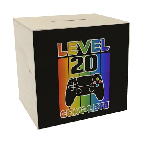 20. Geburtstag Gamer Spardose aus Holz mit Spruch Level 20 Complete Perfektes Gaming-Geschenk zum Geburtstag Zocken am PC und Konsole Überrasche Deine Gäste 20. Geburtstag Gamer Spardose aus Holz mit Spruch Level 20 Complete Perfektes Gaming-Geschenk zum Geburtstag Zocken am PC und Konsole Überrasche Deine Gäste von speecheese