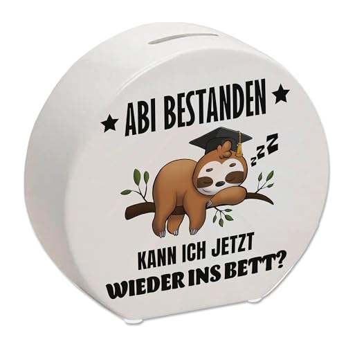 Abi bestanden Faultier Spardose mit Spruch zurück ins Bett Abschlussgeschenk Abitur Faultier-Style faul nach Prüfung Schule vorbei TV Relax von speecheese