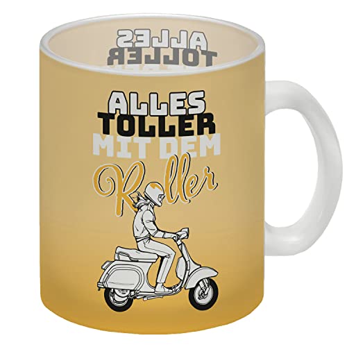 Alles toller mit dem Roller Glas Tasse Das witzige Design des Kaffeebechers macht es zu einem einzigartigen Geschenk für Liebhaber von Rollerfahren und eignet sich besonders als von speecheese