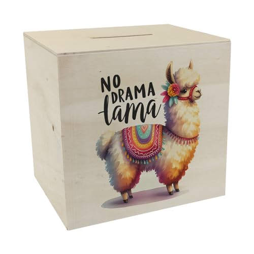 Alpaka mit bunter Satteldecke Spardose aus Holz mit Spruch No Drama Lama witzige und farbenfrohe Spardose aus Holz mit bunter Satteldecke und Alpaca Alpaka mit bunter Satteldecke Spardose aus Holz mit Spruch No Drama Lama witzige und farbenfrohe Spardose aus Holz mit bunter Satteldecke und Alpaca von speecheese