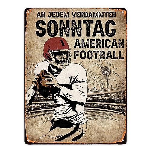 American Football Metallschild XXL in 28x38 cm für echte Footballfans An jedem verdammten Sonntag American Football Amerika USA Blechschild Sport dekorativ von speecheese