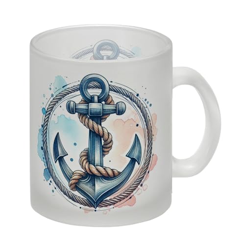 Anker mit Seil Glas Tasse Maritime Nautik-Ästhetik Tasse Schiff-Design Sicheres Segeln Robust Kaffee-Genuss Ankertasse von speecheese
