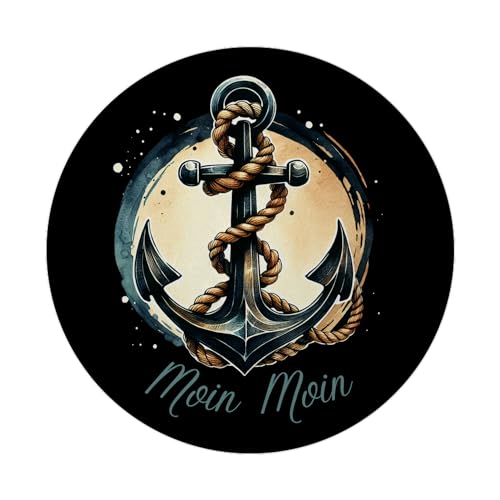 Anker mit Seil Magnet rund mit Spruch Moin Moin Maritimes Flair Schiff-Anker Marine-Sicherung Nautik-Eisen Boot umschlungen Anker mit Seil Magnet rund mit Spruch Moin Moin Maritimes Flair Schiff-Anker Marine-Sicherung Nautik-Eisen Boot umschlungen von speecheese