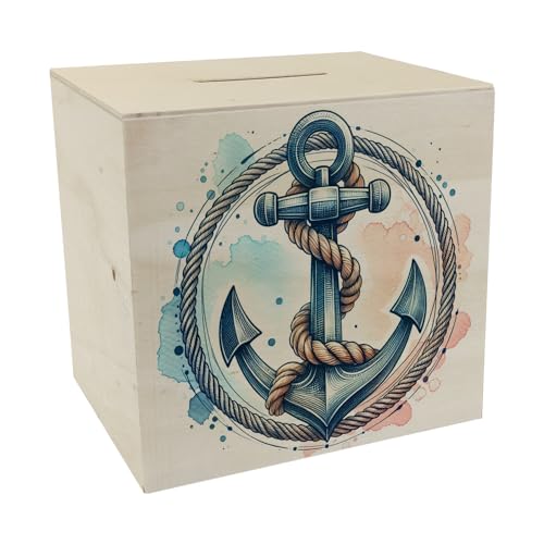 Anker mit Seil Spardose aus Holz Schiff Nautik Marine Segeln Maritime Spardose aus Holz Anker Seil für Freunde des Meeres von speecheese