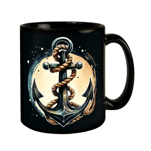 Anker mit Seil Tasse in Schwarz Maritime KaffeeTasse Schiff Boot Eisenanker umschlungen Marine Nautik Design Starke Sicherung für Seefahrer Anker mit Seil Tasse in Schwarz Maritime KaffeeTasse Schiff Boot Eisenanker umschlungen Marine Nautik Design Starke Sicherung für Seefahrer von speecheese