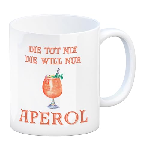 Aperol Kaffeebecher mit Spruch Die tut nix die will nur Aperol Spritz Cocktail-Liebhaber Outdoor Zelt Natur Feierabend mit Schatz Orangen Aperol Kaffeebecher mit Spruch Die tut nix die will nur Aperol Spritz Cocktail-Liebhaber Outdoor Zelt Natur Feierabend mit Schatz Orangen von speecheese