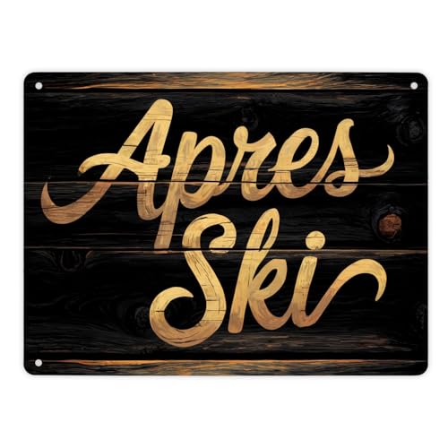 Apres Ski - Party Deko Metallschild XL in 21x28 cm Rustikales Metallschild XL in 21x28 cm mit Holzoptik mit charmanten Astlöchern leicht verzogen für warmen Charme Apres Ski - Party Deko Metallschild XL in 21x28 cm Rustikales Metallschild XL in 21x28 cm mit Holzoptik mit charmanten Astlöchern leicht verzogen für warmen Charme von speecheese