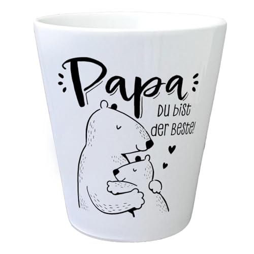 Bären Papa und Kind Blumentopf mit Spruch Papa du bist der Beste Vatertag Geschenkidee Liebevoller Liebesbote Familie Valentinstag von speecheese