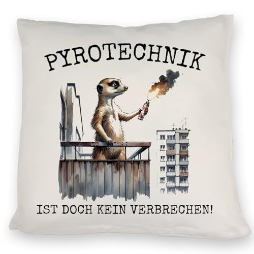speecheese Balkon-Ultra Erdmännchen mit Pyrofackel Kissen mit Spruch Pyrotechnik ist doch kein Verbrechen 40 cm x 40 cm Polyester Tierdruck mit Text Extra Plüsch Kissen speecheese Balkon-Ultra Erdmännchen mit Pyrofackel Kissen mit Spruch Pyrotechnik ist doch kein Verbrechen 40 cm x 40 cm Polyester Tierdruck mit Text Extra Plüsch Kissen von speecheese