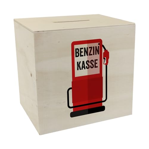 Benzinkasse Zapfsäule Spardose aus Holz mit weißem Hintergrund EIN Sparschwein für Spritgeld Tankgeld Kasse Sparbüchse Sparen Auto praktisch Diesel E10 von speecheese