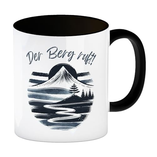 Berg und Wald Wanderer Kaffeebecher in schwarz mit Spruch Der Berg ruft Aquarell-Design Wanderlust Inspirierend Natur Berge Wandern Entspannende Wanderung Tasse Berg und Wald Wanderer Kaffeebecher in schwarz mit Spruch Der Berg ruft Aquarell-Design Wanderlust Inspirierend Natur Berge Wandern Entspannende Wanderung Tasse von speecheese