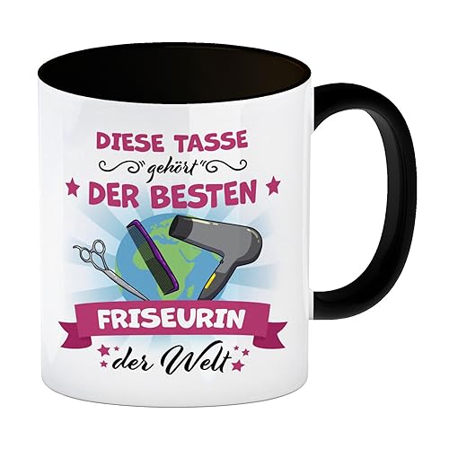 Beste Friseurin der Welt Kaffeebecher Schwarz diese Tasse als tolle Geschenkidee für Kolleginnen oder Freundinnen die ihren Beruf über alles lieben Kaffeebecher Schwarz Schwarz von speecheese