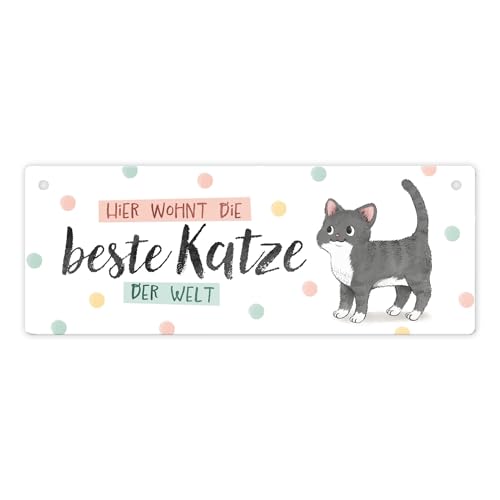 Beste Katze der Welt Metallschild mit schwarz-weißer Katze und Spruch Katzenbesitzer süße Schild Haustier Blechschild Dekoration Katzenmensch Geburtstagsgeschenk Aluminiumblech von speecheese