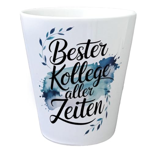 Bester Kollege Aller Zeiten Blumentopf Aquarelles Blattmuster Kräutertopf mit lustigem Spruch fürs Büro von speecheese