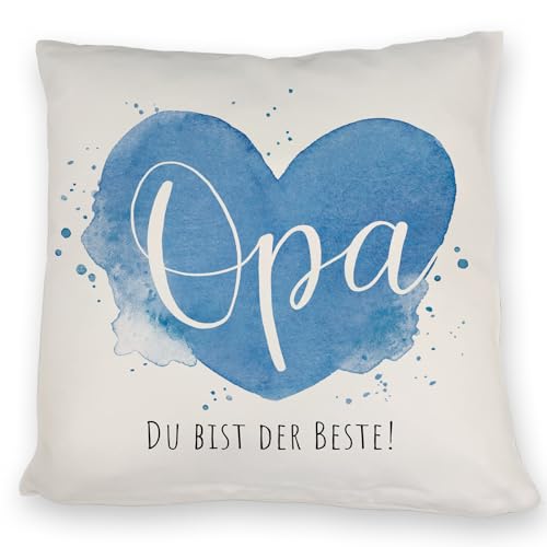 Bester Opa Kissen mit Spruch Opa Du bist der Beste Geschenkidee blau Liebe Glück im Herzen Familie ehrt weltbesten Großvater von speecheese