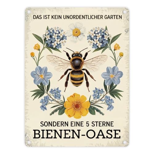 Biene mit Blumen DAS IST KEIN UNORDENTLICHER GARTEN Metallschild in 15x20 cm Lustiges Bienenschild für Gartenliebhaber von speecheese