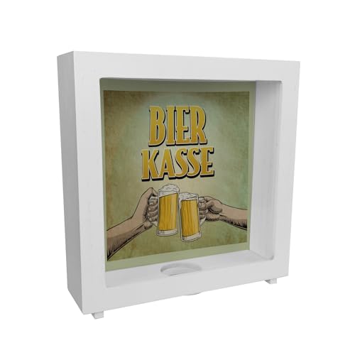Bierkasse Rahmen Spardose aus Holz mit coolem Retro Motiv - prostende Bierkrüge für die Hausbar oder die nächste Feier mit Freunden die vergessen zu Zahlen damit du Nicht mehr auf von speecheese
