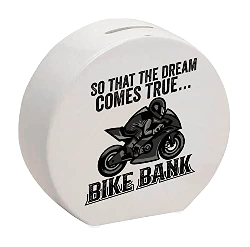 Bike Bank Spardose mit Spruch und Motorrad in schwarz So That The Dream Comes True Bike Bank EIN dekoratives Sparschwein zum Sparen auf EIN Moped Biker Sparbüchse Führerschein cool von speecheese