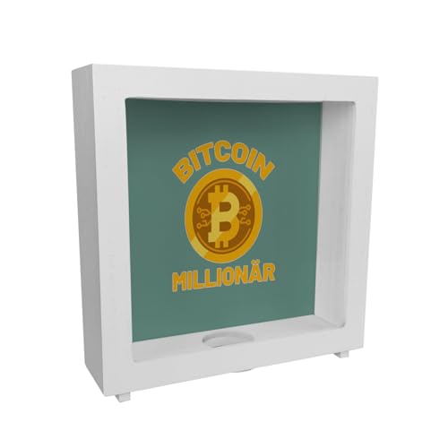 Bitcoin Millionär Rahmen Spardose aus Holz mit grünem Hintergrund und Kryptowährung EIN dekoratives Sparschwein für Trading-Experten Kryptowährung Sparbüchse Investieren sparen von speecheese