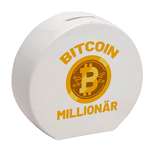 Bitcoin Millionär Spardose mit weißem Hintergrund und Kryptowährung EIN dekoratives Sparschwein für Trading-Experten Kryptowährung Sparbüchse Investieren sparen von speecheese