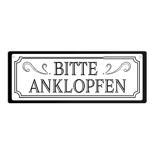 Bitte anklopfen Metallschild L in 10,5x28cm in Retro Optik Schild für die Zimmertür Blechschild für die WG Metallschild L in 10,5x28cm XL Das perfekte Schild für die Zimmertüre. von speecheese