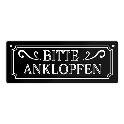 Bitte anklopfen Metallschild L in 10,5x28cm in Retro Optik Schild für die Zimmertür Blechschild für die WG Metallschild L in 10,5x28cm XL Das perfekte Schild für die Zimmertüre. von speecheese